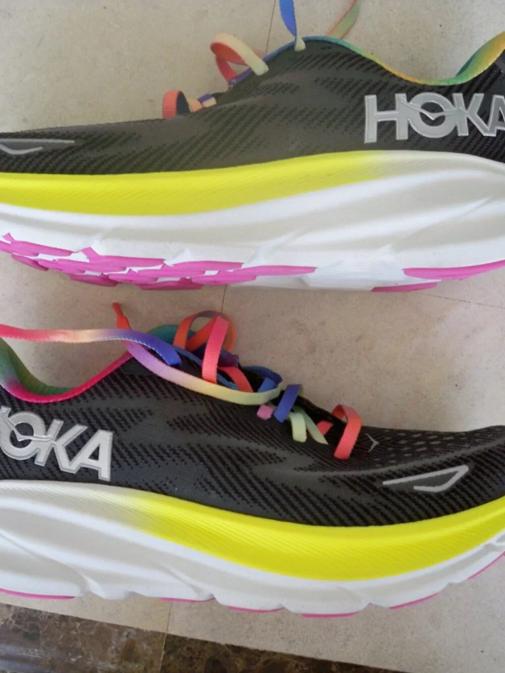 HOKA HOKAS WOMENS SIZE 8B LIKE NEW RAINBOW BLACK - Picture 1 of 13